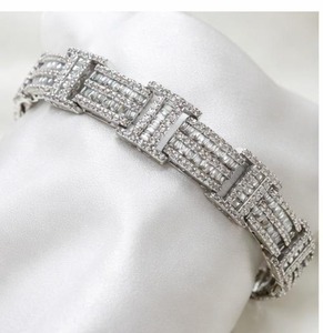<b>925</b> Sterling <b>Silver</b> Moissanite Hiphop <b>Bracelet</b> Jewelry Accessory for <b>Men</b> Women Wedding and Party Wear for Unisex - Product Image 2