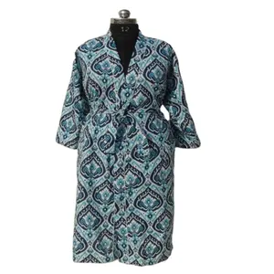 Desain Baru Gaun Kimono Baju Tidur Wanita India Katun Grosir Baju Tidur Maxi Pengiring Pengantin Gaun Kimono Jubah Mandi Kimono