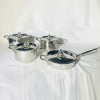 Ensemble de casseroles et poêles de luxe en acier inoxydable martelé à la main, doré, avec couvercles, compatible four, lave-vaisselle et micro-ondes, plus de 20 pièces, ensemble personnalisé