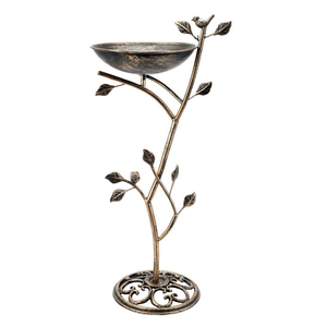 Creative Iron Pedestal Bird <b>Bath</b> And Bird Feeder Weatherproof Metal Freestanding Birdbath Bowl For Outdoor Garden Decoration - Product Image 1