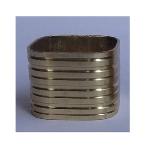 Hot Selling Luxury Stripe Design Brass Polish Metal Napkin Ring Holder Party Tableware <b>Cloth</b> <b>Paper</b> Napkin Ring Dinner <b>Table</b> - Product Image 2