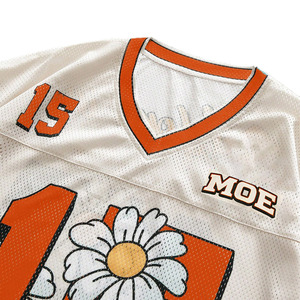 Jersey de Fútbol Americano para Mujer con Diseño Floral, Transpirable, de Malla de Poliéster, Cuello en V, Corte Regular, Ropa de Equipo, Fabricación Personalizada - Product Image 4