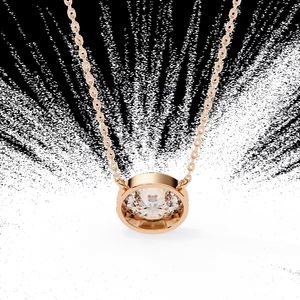 Women's Luxury Bezel Oval <b>Pendant</b> Necklace Chain <b>Gold</b> Rose <b>Gold</b> White <b>Gold</b> Silver Lab Grown Diamonds D E F Color IGI Certified - Product Image 6