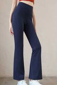 Wholesale Custom Mid Waist Skinny Fit Fleece <b>Flare</b> Yoga Pants Breathable Stretchy Workout <b>Leggings</b> Solid - Product Image 5