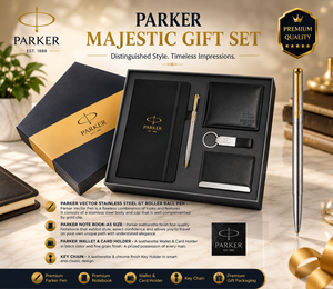 Premium Luxury 5 <b>1</b> Parker Business <b>Gift</b> Set Custom Logo Smooth Writing Roller Ball Pen A5 Notebook Stainless Steel Wallet Card - Product Image 1