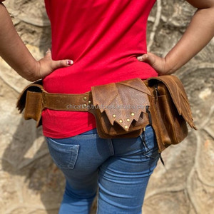 Cinturón utilitario de cuero genuino hecho a mano Real, cinturón de bolsillo de cadera, cinturón de Festival de alta calidad, bolso de cadera con múltiples bolsillos para mujer - Product Image 4
