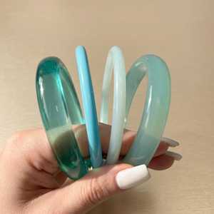 Handmade Clear Amber <b>Jade</b> Resin <b>Bangle</b> Stackable Colorful Acrylic Resin Craft Thin Round Cuff Bracelet Jewelry Wholesale - Product Image 4