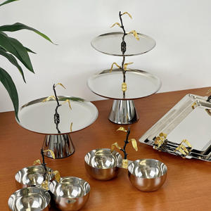 Bol de service double en argent de luxe avec poignée en forme de renne doré, élégant plateau à noix en métal pour la décoration de Noël à la maison - Product Image 3