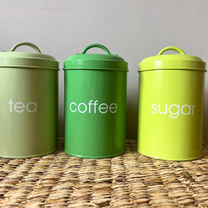 Colorful Metal Tea Coffee Sugar Container Set For Kitchen Storage Decorative Canisters With Lid Stylish Pantry Organizer - Product Image 1