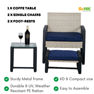 Moderno PE ratán mimbre jardín conjunto de alta calidad cómodo otomano muebles de sala de estar al aire libre para hoteles exteriores - Product Image 1