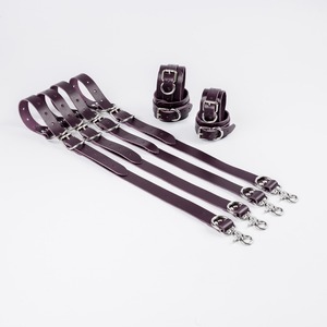 <b>Black</b> Genuine Leather Bed Restraints <b>Harness</b> Straps Set Adjustable Bondage Cuffs Adult Game Products RTTS-0115 - Product Image 1