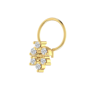 AJRETAIL Pin's de nez pour femme en or 14 carats avec diamant naturel de 0,12 ct, design cascade de fleurs, style ethnique - Product Image 4