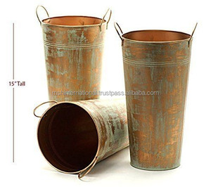 กระถางต้นไม้ชุบสังกะสีพร้อมที่จับทำจากโลหะสำหรับตกแต่งสวน - Product Image 6