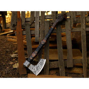 Hache de guerrier viking DIY en acier au carbone industriel avec manche en bois et bouclier – Idéal pour la chasse et le camping – Le cadeau parfait - Product Image 3
