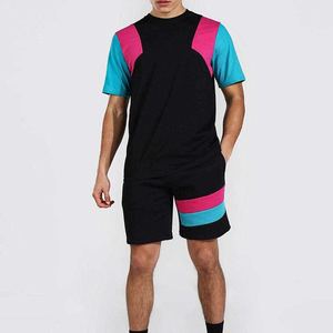 ชุดเซ็ตเสื้อยืดแขนสั้นผ้าฝ้ายและกางเกงขาสั้นระบายอากาศสำหรับผู้ชาย 2 ชิ้น ชุดลำลองสไตล์สปอร์ต รับทำโลโก้ ผลิตในปากีสถาน - Product Image 1