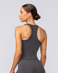 Débardeur plissé uni pour femme, col rond, respirant, en polyester tricoté, style décontracté - Product Image 4