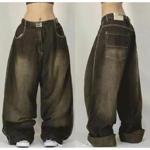 Jean Harem Taille Haute pour Homme, Coupe Ample, en Denim Délavé, Style Hip Hop, Tissu Coton, Idéal pour l'Automne - Product Image 3