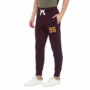 Men's Maroon Sweatpants With 95 Print Elastic Waist Joggers Casual Pants With Pockets Autumn Wear - Product Image 1