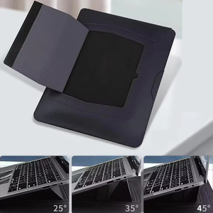 PU <b>Laptop</b> Sleeve With Adjustable Stand 25 35 45 Degree Angles Protective <b>Case</b> For <b>Laptops</b> Simple Style Black - Product Image 2