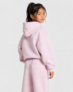 Conjunto Deportivo Personalizado para Niñas en Rosa Claro, Sudadera con Capucha y Pantalones Deportivos de Felpa para Niñas, Conjunto Deportivo Informal para Niñas - Product Image 5