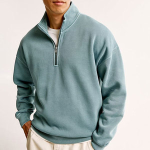 Sweat-shirt en molleton à col montant pour homme, gris uni, coupe classique, décontracté, pour l'automne - Product Image 5