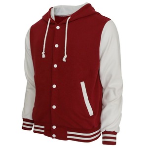 Men's Blue Varsity <b>Jacket</b> With <b>White</b> Sleeves Regular Fit Solid Color Button Closure Preppy Style Autumn Wear - Product Image 1