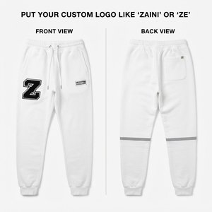 Premium 320 GSM Cotton Fleece Vintage <b>Jogger</b> Pant <b>White</b> Eco-Friendly Breathable Lightweight Winter Cuffed - Product Image 1