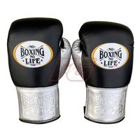 Guantes de Boxeo Personalizados No Boxing No Life, para Entrenamiento y Sparring, con Cierre de Gancho y Cordones, de Cuero Vacuno, Dedos Completos, Absorben la Humedad