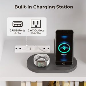 Triamine Board Display Cabinet FCH 4-Layer White Bookcase with 2 <b>USB</b> 2 Plugs & Sockets 2-Drawer 60*23.5*180cm <b>Storage</b> Solution - Product Image 5