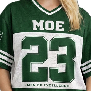 เสื้อฟุตบอลสีเขียวขาวแบบซับลิเมชั่นสั่งทำพิเศษ เสื้อตาข่ายโอเวอร์ไซส์ คอวี เสื้อผ้ากีฬา เสื้อผ้าสตรีทแวร์สำหรับทุกเพศ เสื้อฟุตบอลอเมริกัน - Product Image 2