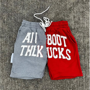 Pantalones cortos bordados desgastados lavados con piedra Terry francés de algodón de peso pesado holgados personalizados para hombres - Product Image 3