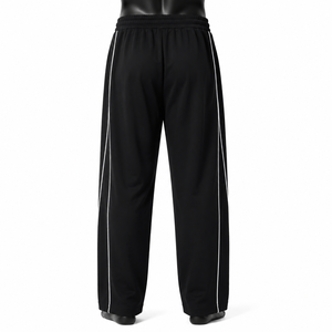 Pantalon de jogging ample en toile pour homme avec rayures latérales blanches, taille élastique, style décontracté streetwear, coupe baggy – Vente en gros - Product Image 2