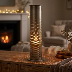 Lanterne à bougie artisanale en laiton 30 cm, nickel vieilli, dégradé de densité, dégradé Starfield, décoration intérieure, hôtel, mariage, table - Product Image 2