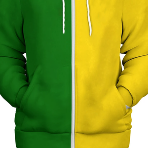 Premium Two Tone Split Sorority Hoodie Green <b>Yellow</b> Aesthetic Color Block Pullover Unisex 100% Cotton Custom Embroidery OEM - Product Image 3