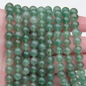 ลูกปัดควอตซ์สตรอเบอร์รี่สีเขียวธรรมชาติทรงกลม ขัดเงา คริสตัลพลอยเม็ดเดี่ยว สำหรับทำเครื่องประดับ ขายส่ง - Product Image 5