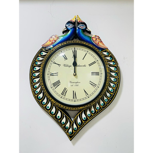 Reloj de Pared Decorativo de Madera Hecho a Mano con Diseño de Pavo Real, Estilo Art Deco, con Movimiento de Cuarzo, Funciona con Batería - Product Image 2