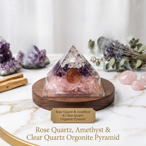 Pendentif pyramidal en acrylique plaqué or rose, charme en quartz améthyste, ornement en cristal spirale de cuivre, bijou unisexe, cadeau - Product Image 2