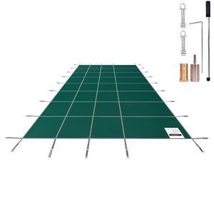 Telo di Copertura Rettangolare 16x36ft per Piscina Interrata in Materiale PC con Fori di Drenaggio, Design a Rete Solida per Protezione Piscina - Product Image 1