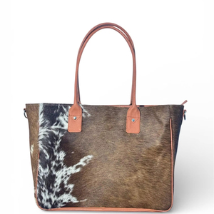 Sac fourre-tout vintage en cuir véritable de vachette à poils, couleur unie, avec fermeture éclair et broderie, sac à bandoulière pour femme LHTB-0074 - Product Image 1