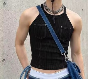 Men Tank <b>Tops</b> Solid Color O-neck Sleeveless Knitted <b>Male</b> Vests Summer Streetwear Sexy Fashion Casual <b>Crop</b> <b>Tops</b> For Man - Product Image 2
