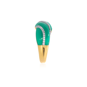 Verdant Vicinity Diamond <b>Ring</b> Premium 18K Yellow Gold Green Chalcedony Diamond <b>Dome</b> <b>Ring</b> for Women Luxury Fine Jewelry - Product Image 4