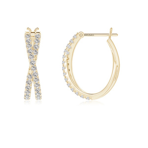 Pendientes de Aro de Diamantes Cultivados en Laboratorio con Diseño de Espiral Infinita de Lujo, con Doble Hilera de Pavé en Oro de 10K, 14K, 18K, Plata de Ley 925 y 935 - Product Image 2