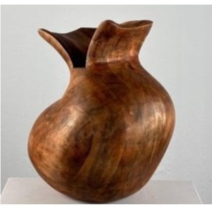 Vase rond en bois rustique sculpté à la main, design moderne, pour décoration de table, prix de gros. - Product Image 4