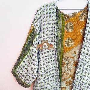 Bridesmaid Robe, Vintage Kantha Handmade Kimono Kantha Jacket Recycle Vintage Kantha Coat - Product Image 3
