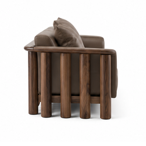 Sofá de Cuero de 3 Plazas de Madera de Teca Sólida Moderna, Muebles de Lujo para Sala de Estar, Hotel, Apartamento, Villa, Fabricante de Muebles para Salón - Product Image 5