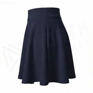 Women A-Line Mini <b>Skirt</b> Solid Color Pleated <b>Elastic</b> Waist Soft Polyester <b>Skirt</b> All Seasons Wear - Product Image 3