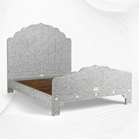 Lit en bois de style indien avec tête de lit sculptée, cadre de lit, meubles de chambre à coucher pour hôtel et maison