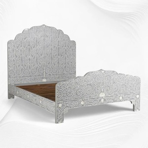 Indian Style Wooden Bed Carved Headboard Panel Bed Frame Bedroom Furniture for Hotel and Home - Product Image 2