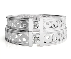 925 Sterling Silver Circular Geometric <b>Couple</b> <b>Rings</b> <b>for</b> Everyday Wear - Product Image 3