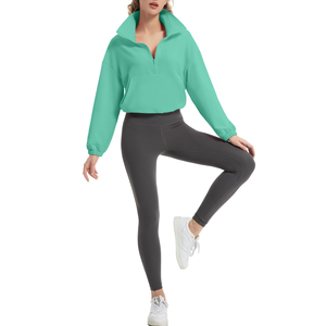 <b>Half</b> <b>Zip</b> Cropped Pullover <b>Sweatshirt</b> Casual Design <b>Women's</b> Athletic Crop Streetwear Fashion Bold Trendy Workout Gear <b>Sweatshirt</b> - Product Image 6